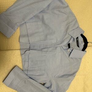 Zara Light Blue Cropped poplin shirt